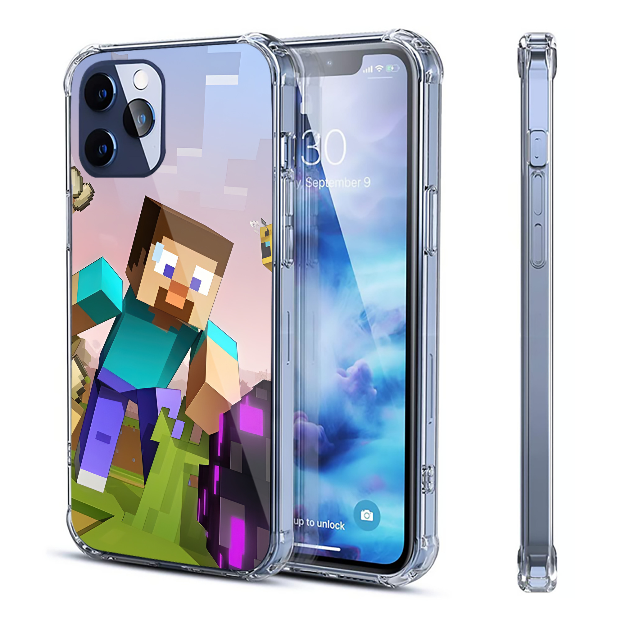 （画像用） マインクラフト ブロックの世界 Minecraft MC Block world 【iPhone 12シリーズ対応】透明スマホケース（クリアソフトケース）